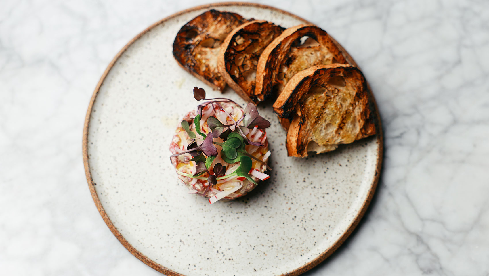 aerial image of steak tartare