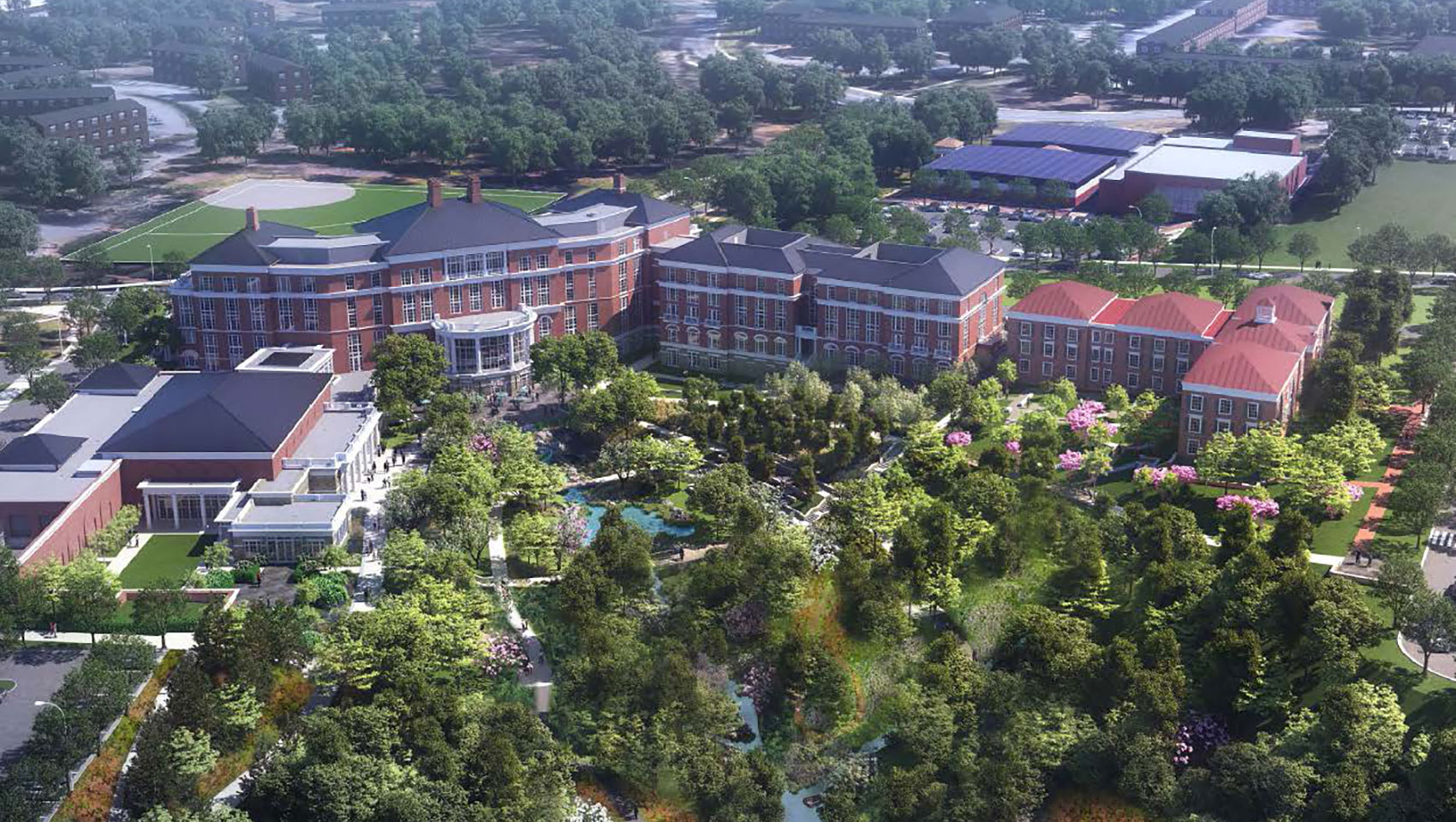 aerial view of darden university