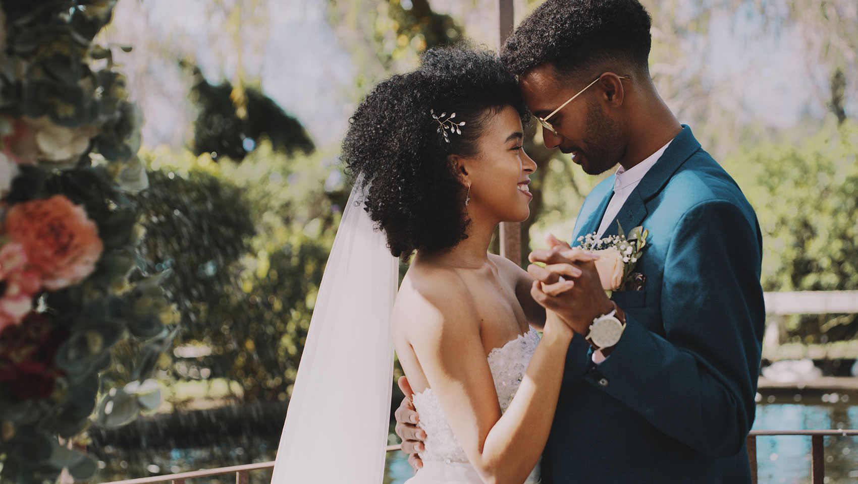 closeup of Bride and Groom dancing