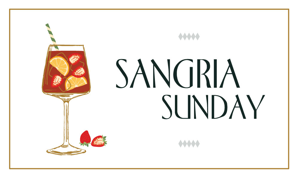 graphic for sangria sundays featuring a sangria glass
