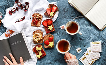 holiday toast variations with tea and candy